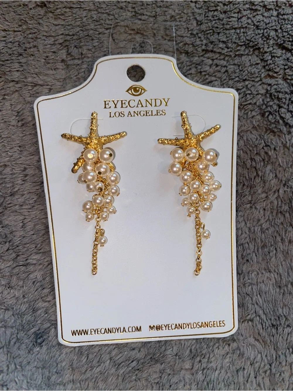 Eye Candy Los Angeles Danica Starfish Earrings w/Faux Pearl Drops $58
